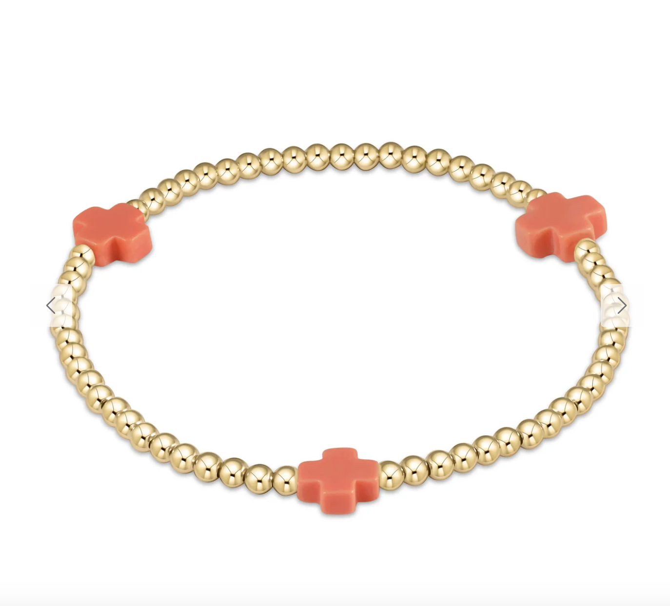 Signature Cross 3mm Gold Bracelet - Coral by enewton