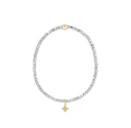 Silver Faceted Hematite 2mm Bead Bracelet - Signature Cross Gold Charm by enewton