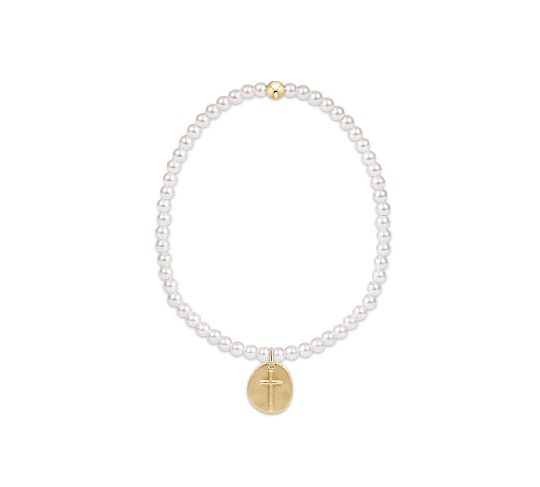 Extends Classic Pearl 3mm Bracelet - Inspire Small Gold Disc by enewton