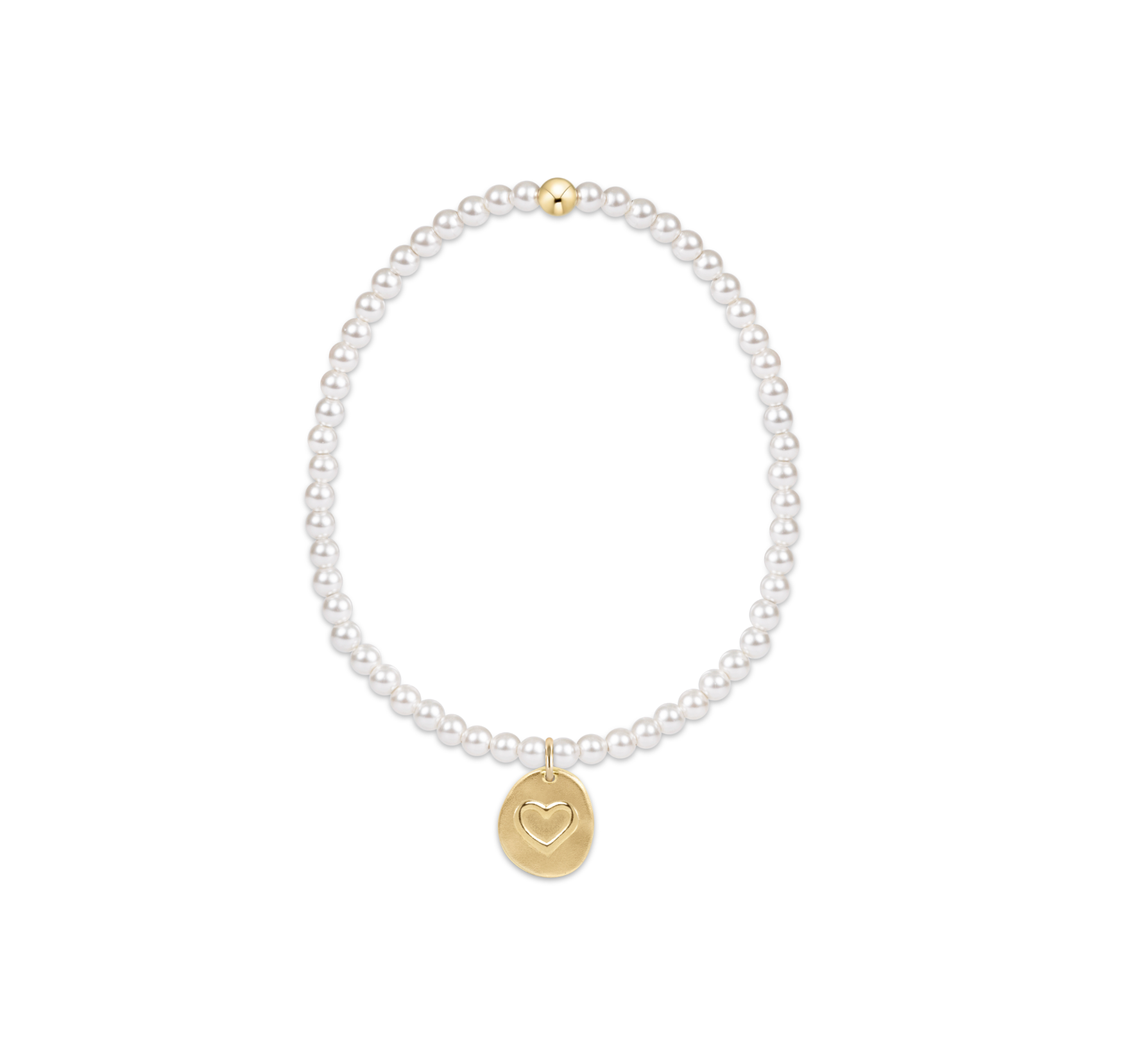 Extends Classic Pearl 3mm Bracelet - Inspire Love Small Gold Disc by enewton