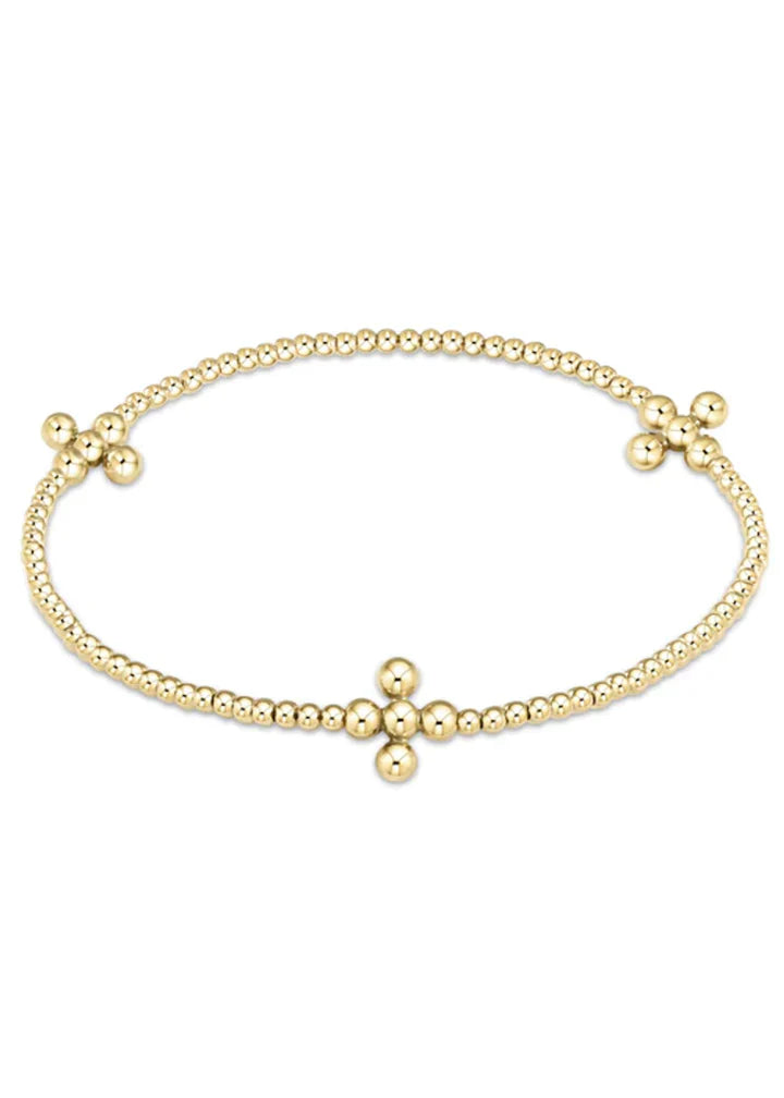 Beaded 4mm Gold Signature Cross 2.5mm Gold Bracelet by enewton