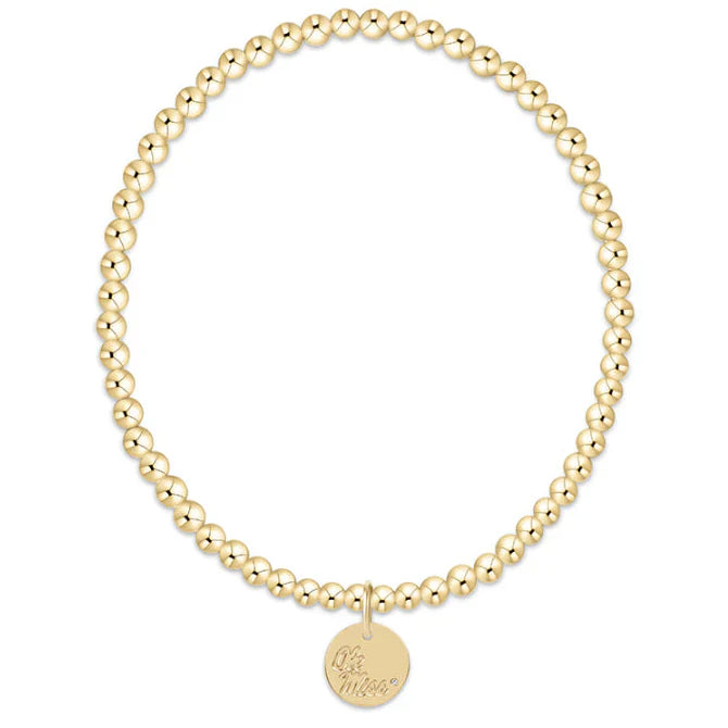 enewton-gameday ecollegiate classic gold 3mm bracelet -ole miss disc