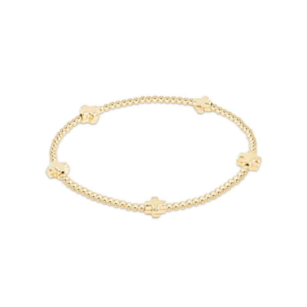 Signature Cross Small 2mm Gold Bracelet - Gold -by enewton